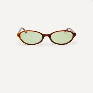 Brown Frame Sunglasses with Green Lenses